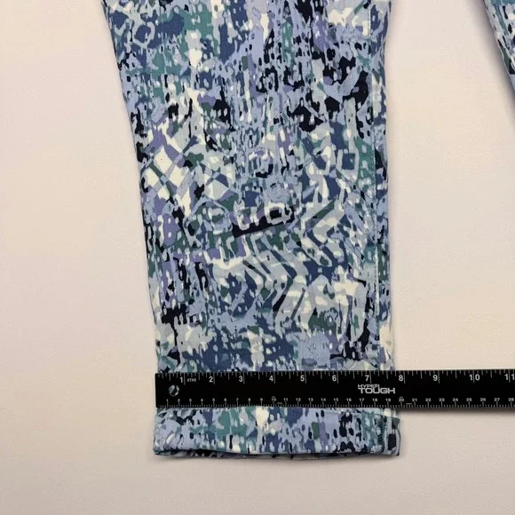 Nine West Chrystie Capri Jeans Women 16 Blue Abstract Print Stretch Cropped Pant - Picture 10 of 11